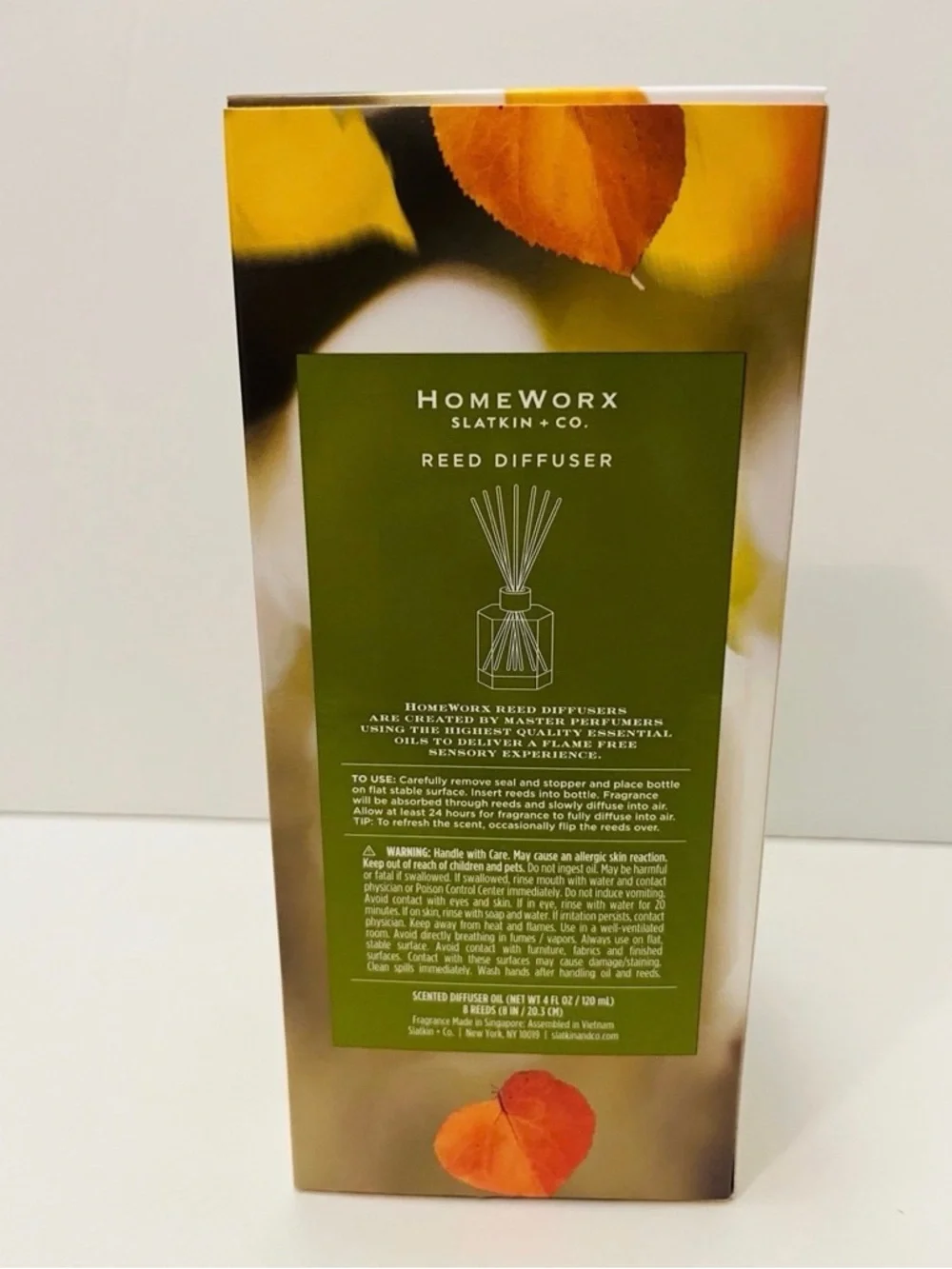 Homeworx Slatkin & Co. Falling Leaves Reed Diffuser Infused with Essential Oils